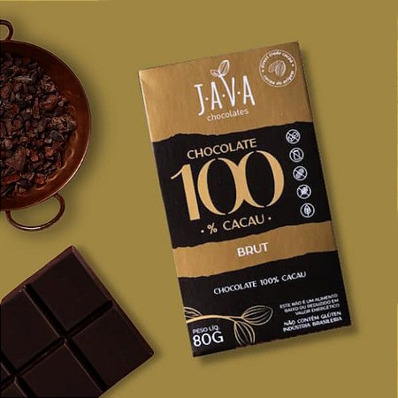 Chocolate 100% cacau bean to bar BRUT - 1 tablete de 80g - Cacau Orgânico